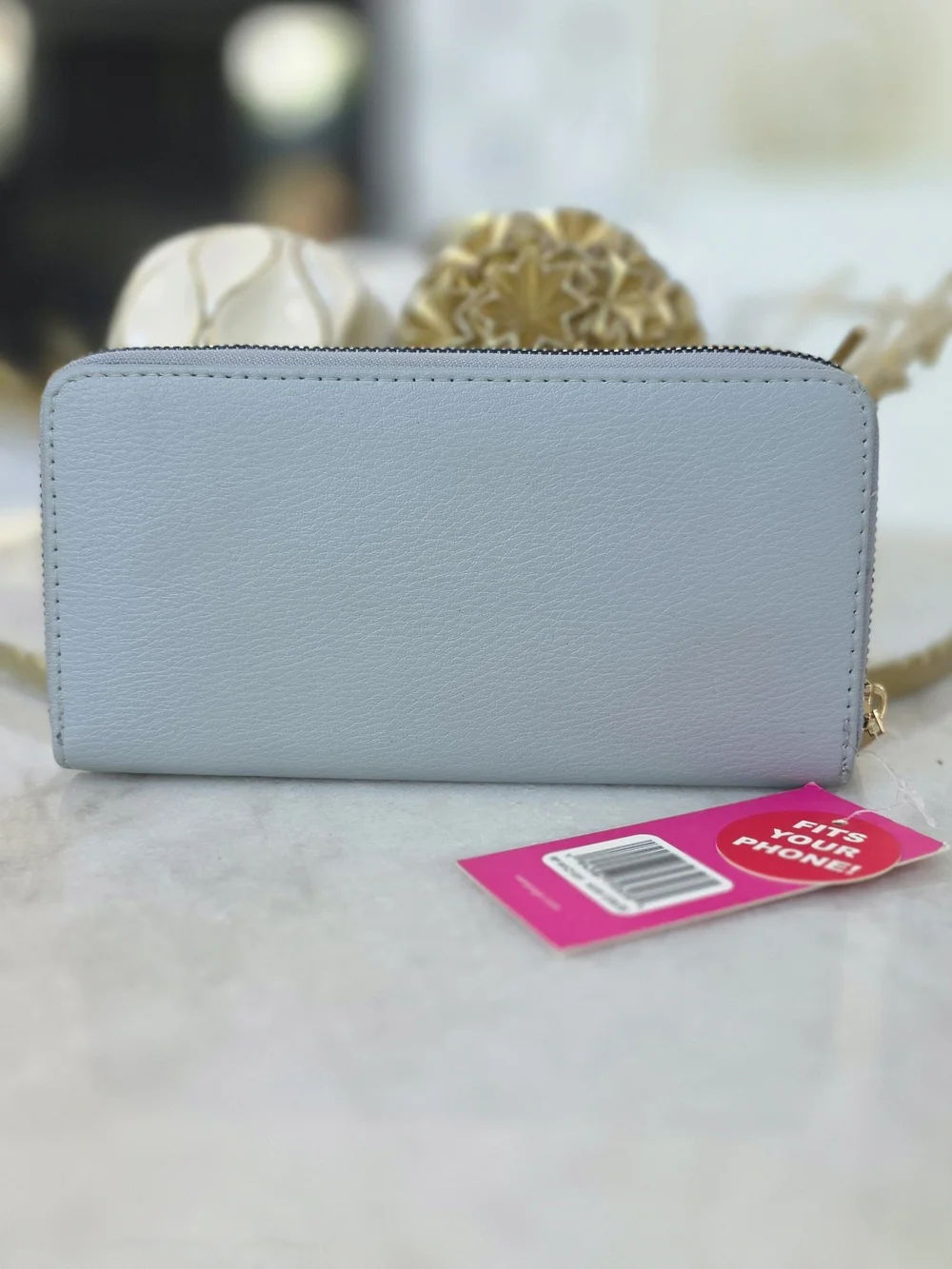 Rampage Pale Blue Zip-Around Wallet with Gold Hardware NWT